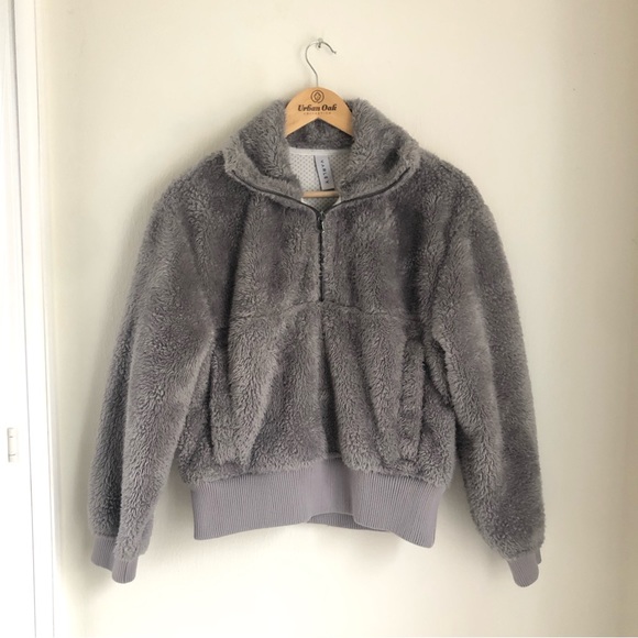 Varley Size XS Grey Hi Pile Duray Qurter Zip Sherpa Pullover Sweater - Picture 2 of 8
